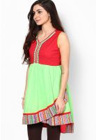 Span Red Printed Kurta