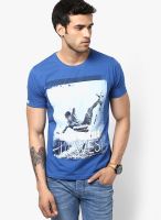 Spykar Blue Round Neck T-Shirt