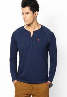 Spykar Navy Blue Henley T-Shirt