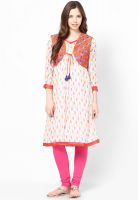 Sringam Cream Printed Kurtis