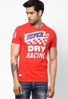 Superdry Red Solid Round Neck T-Shirts