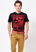 Superman Black Printed Round Neck T-Shirts