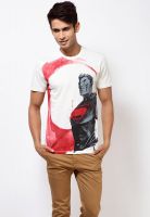 Superman Off White Printed Round Neck T-Shirts