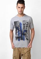 TBASE Grey Round Neck T-Shirt