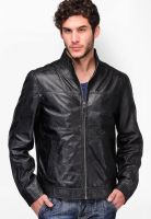 Teakwood Solid Black Leather Jacket