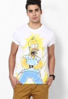 The Simpsons White Printed Round Neck T-Shirts