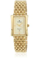 Titan Ne1927Ym05 Golden/White Analog Watch