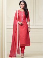 Touch Trends Red Embroidered Dress Material