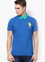 U.S. Polo Assn. Blue Solid Polo T-Shirts