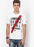 Umbro Off White Printed Round Neck T-Shirts