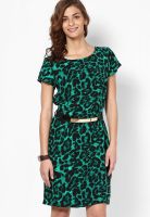 Van Heusen Green Colored Printed Shift Dress