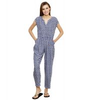 Vastrasutra Blue Crepe Jumpsuits