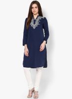 W Blue Solid Kurtas