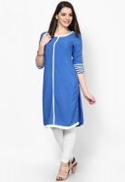 W Blue Solid Kurtis