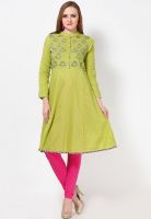 W Green Solid Kurtis