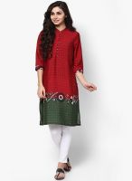 W Maroon Printed Kurtas