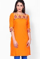 W Orange Solid Kurtis