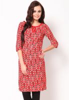 W Red Printed Kurtis