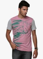 Yepme Pink Printed Round Neck T-Shirt