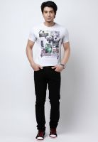 s.Oliver White Solid Round Neck T-Shirts