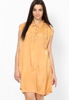 AND Orange Colored Solid Shift Dress