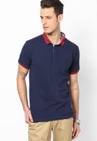 Andrew Hill Navy Blue Solid Polo T-Shirts