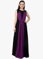 Athena Black Colored Solid Maxi Dress