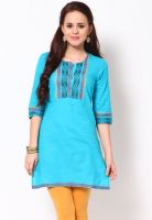 Aurelia Blue Solid Kurtis