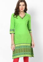 Aurelia Green Solid Kurtas