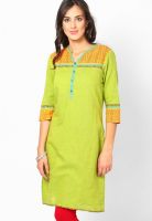 Aurelia Green Solid Kurtis