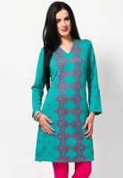 Aurelia Green Solid Kurtis