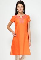 Aurelia Orange Solid Kurtis