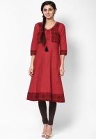 Aurelia Red Solid Kurtas