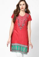 Aurelia Red Solid Kurtis