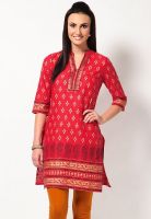 Aurelia Red Solid Kurtis