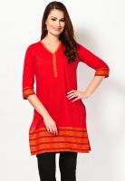 Aurelia Red Solid Kurtis