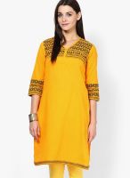 Aurelia Yellow Solid Kurtas