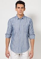 Basics Navy Blue Casual Shirts