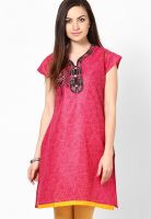 Belle Fille Fuchsia Embroidered Kurtis