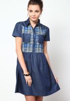 Belle Fille Half Sleeve Solid Blue Dress