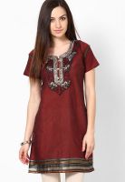 Belle Fille Maroon Embroidered Kurtis