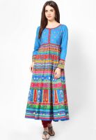 Biba Blue Printed Anarkali