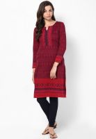 Biba Wine Printed Kurtas