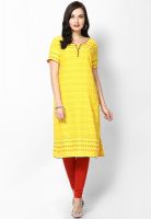 Biba Yellow Embroidered Kurtis