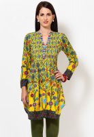 Biba Yellow Printed Kurtis