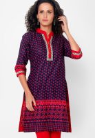 Bitterlime Purple Printed Kurtis