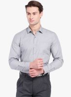 Black Coffee Grey Solid Slim Fit Formal Shirt