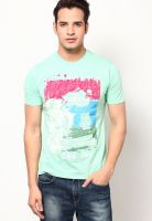 Canary London Green Printed Round Neck T-Shirts