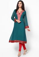 Dhwani Green Embroidered Kurta