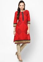 Divina Red Printed Kurta